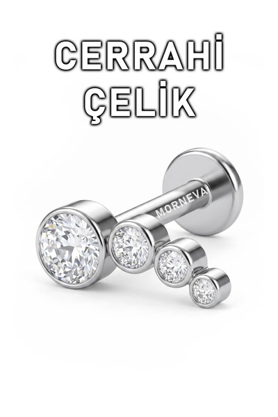 MORNEVA Cerrahi Çelik Büyükten Küçüğe Daire Taşlar Helix Conch Tragus Kulak P...