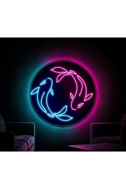 SignYourNeon Neon Lamba Koi Balığı Ying Yang Tasarım Dekoratif Led Tabela Gec...