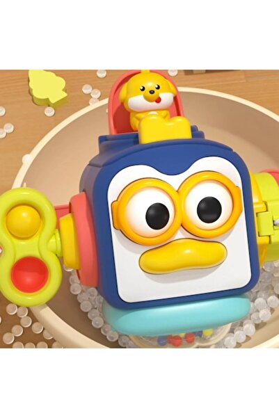 Stuniko ® Jucarie Educativa Senzoriala 6 in 1, pentru Copii, Busy Pinguin, Pl...