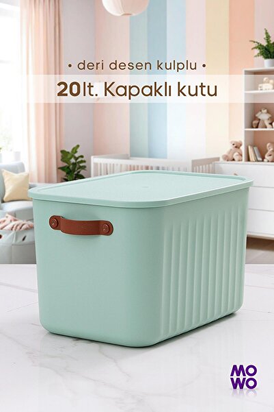 BigBox 20 Lt 1 Pc Mint Cabinet Organizer Storage Box Basket Organizer Toy box with Handle