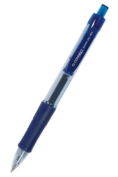 Q-Connect Pix cu gel, mecanism retractabil, rubber grip, 0.5 mm, - albastru