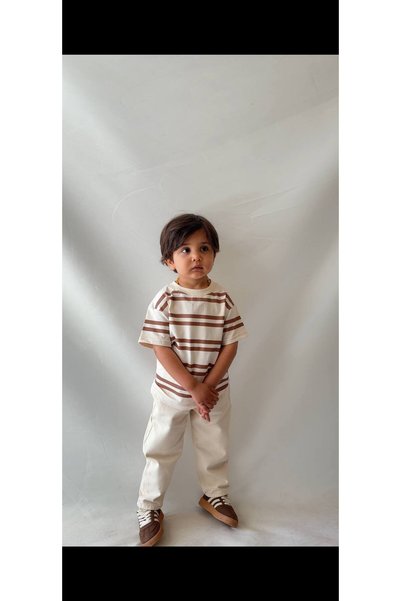 Teeny Weeny Kids Boy's Cotton T-Shirt Gabardine Pants Top and Bottom Set