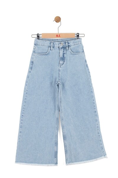 nk kids Nk Girls' Tasseled Detail Wide Leg Jeans 8-14 Years Light Blue