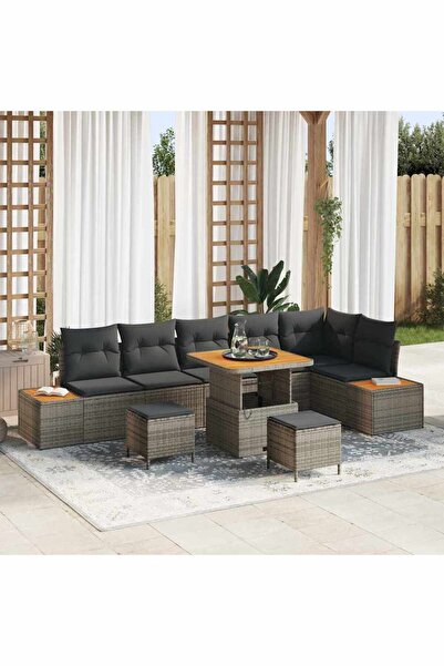 vidaxl Set de canapele pentru gradina 9 pcs Gri poliratan