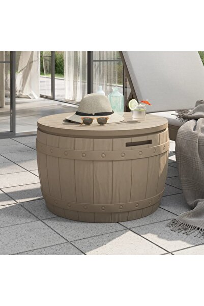 vidaxl 3-in-1 garden storage box, light brown, polypropylene