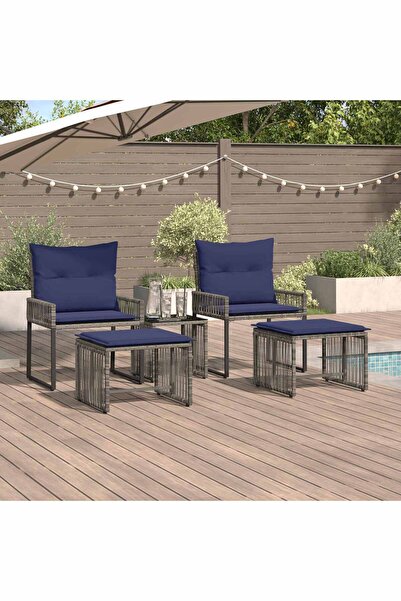 vidaxl Set de Mobilier pentru Exterior 11 pcs Gri si albastru marin