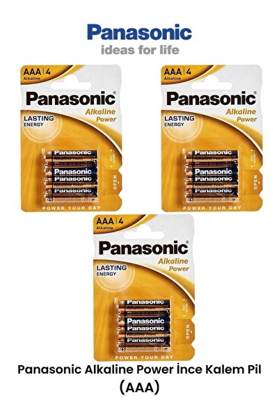 PANASONIC Alkaline AAA-LR03 1,5V 12 Adet İnce Kalem Pil (AAA)