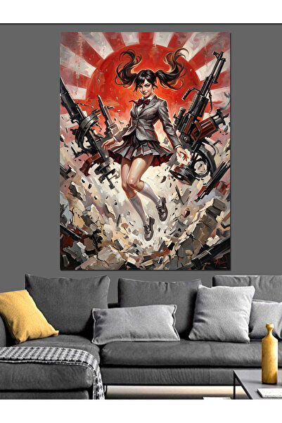 Artmeg Pânză decorativă cu personaj anime armat și înaripat - Tablou din lemn...