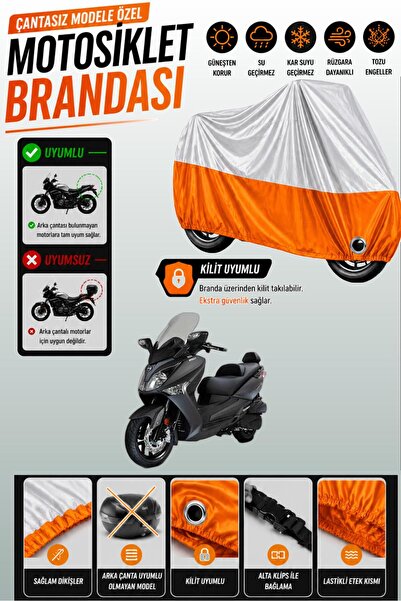 Cemku Twin غطاء محرك متوافق مع SYM Joymax 250i باللون الرمادي من الأعلى والبر...