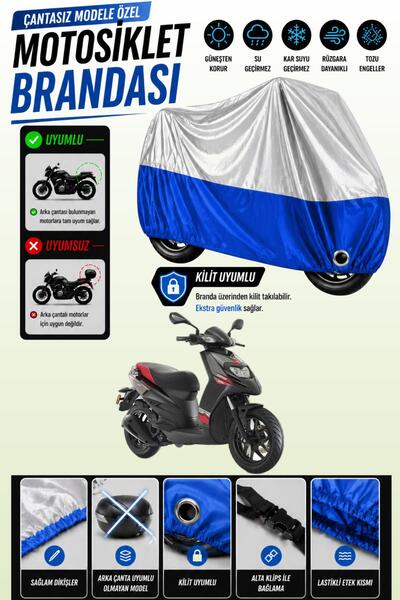 Cemku Twin غطاء محرك متوافق مع Aprilia SR 125 باللون الرمادي من الأعلى والأزر...