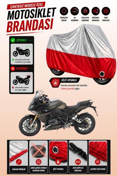 Cemku Twin غطاء محرك متوافق مع سيارة BMW R 1200 RS باللون الرمادي من الأعلى و...