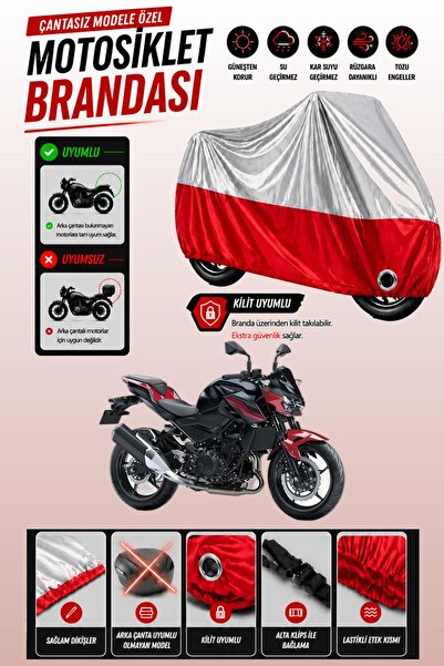 Cemku Twin غطاء محرك متوافق مع كاواساكي Z 400 باللون الرمادي من الأعلى والأحم...