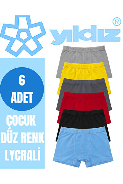 CHARM Yıldız 6 Li Boys' Cotton Assorted Solid Color Boxer Briefs