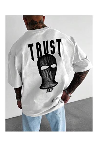 Massgai Tricou unisex Trust Mast Suprem cu imprimeu, supradimensionat, 100% b...