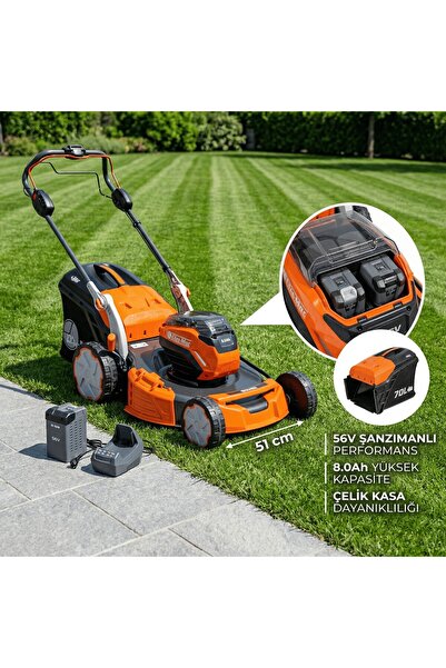 Oleomac Oleo-Mac Gi 553 V Çelik Kasa 56V Akülü Şanzımanlı Çim Biçme Makinesi ...