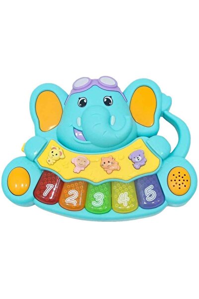 sunman toys Minibo Sesli ve Işıklı Piyanolu Fil S00005209 Mavi