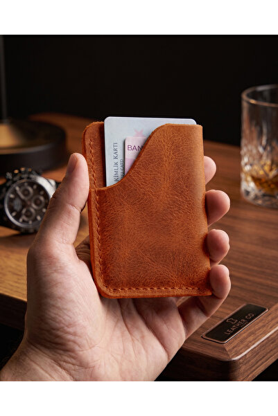 BUO Leather Hakiki Deri Avuç İçi Kartlık, Gerçek Deri, Minimal Unisex Kartlık