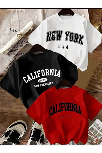 ELAN WEAR تي شيرت للأطفال مكون من 3 قطع للجنسين من القطن مطبوع عليه تصميم مري...