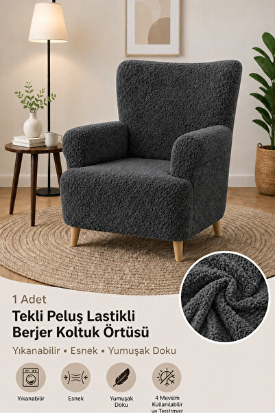 riselerhome Yumuşacık Welsoft Lastikli Tek Kişilik Koltuk Örtüsü Kaymaz Esnek...