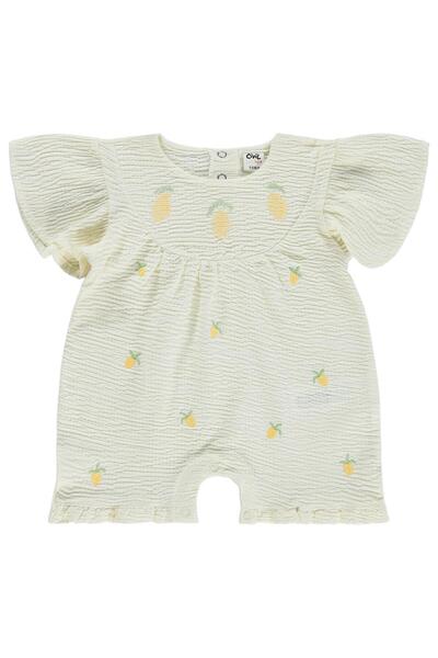 Civil Baby Lemon Embroidered 6-18 Months Jumpsuit Without Booties - Ecru