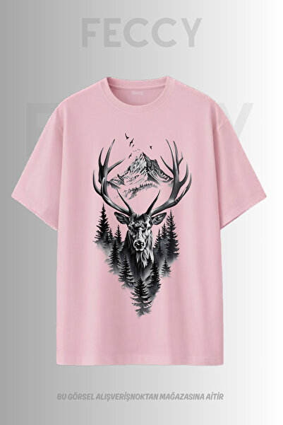 FECCY Tricou unisex supradimensionat cu imprimeu Premium Deer Hunter, pentru ...