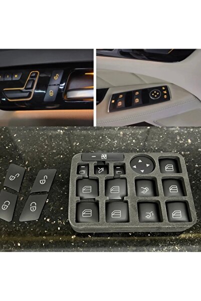 kaytaz MERCEDES TUŞ KAPLAMA SETİ CAM TUŞ VE KİLİT SET SİYAH 14+4 TUŞ W204 W21...