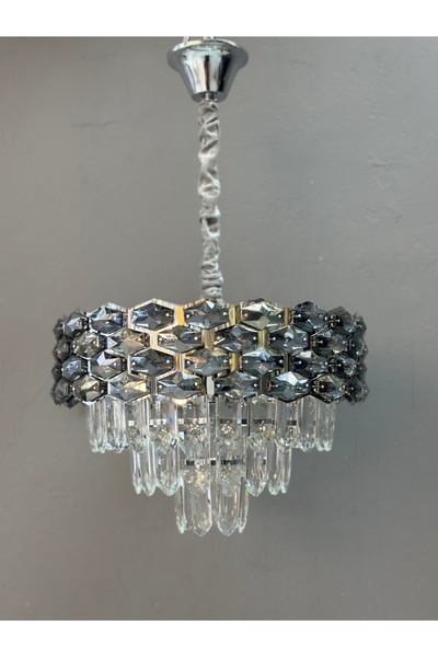 Led YENİ MODEL 40 CM KRİSTAL LÜX SALON AVİZE KROM RENK