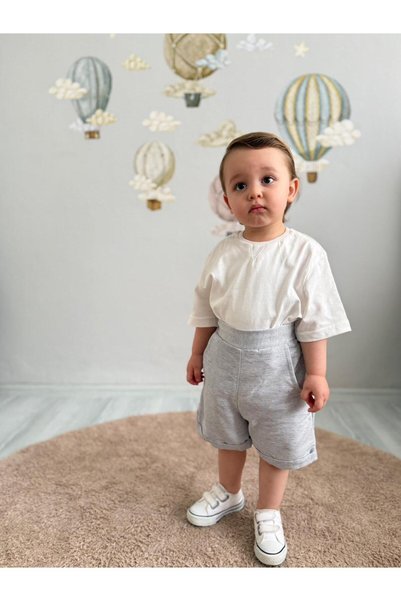 favorimkids Gray 1-5 Years Old Baby Boy Modern Shorts Set