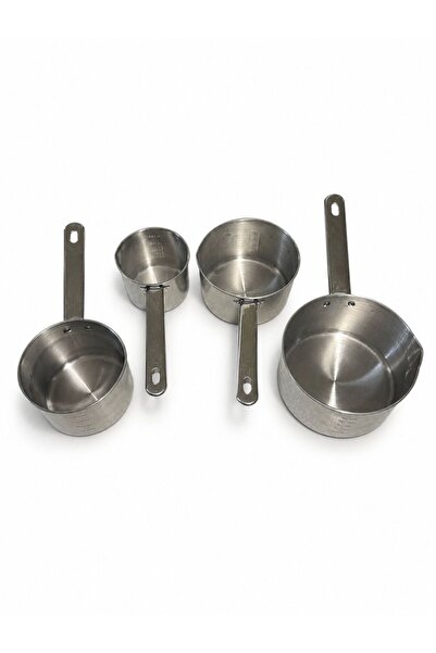 OEM Set 4 Ibrice din metal cu coada, gradate, 1200, 900, 650, 450 ml, calitate buna.