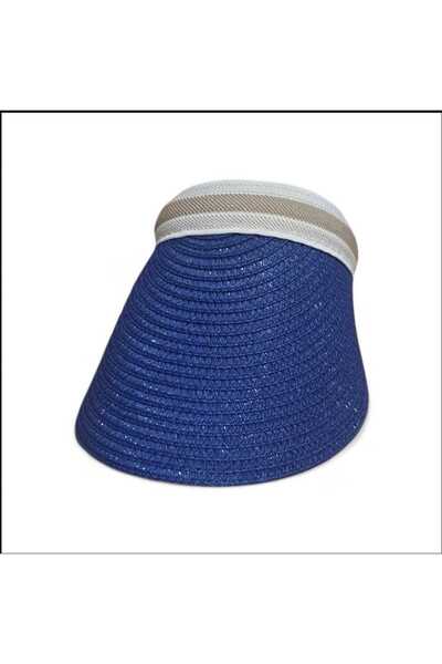 ELEVEN MARKETS Women's Visor Hat Straw Navy Blue Visor Hat