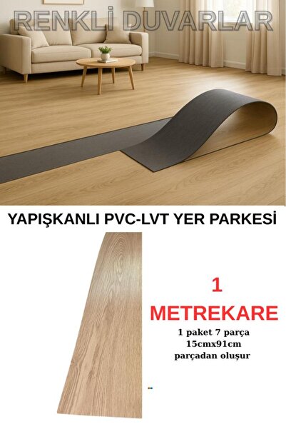 Renkli Duvarlar NWYP03 Naturel Bej Yapışkanlı Ahşap PVC Yer Döşeme Parkesi