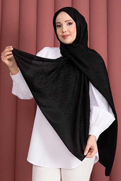 ECN سلسلة شالات الجاكار الفاخرة ذات النمط المميز باللون الأسود