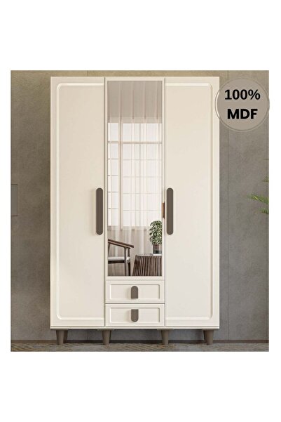 comiet Manolya 3 Kapak Mdf Ayaklı Tasarım Gardırop