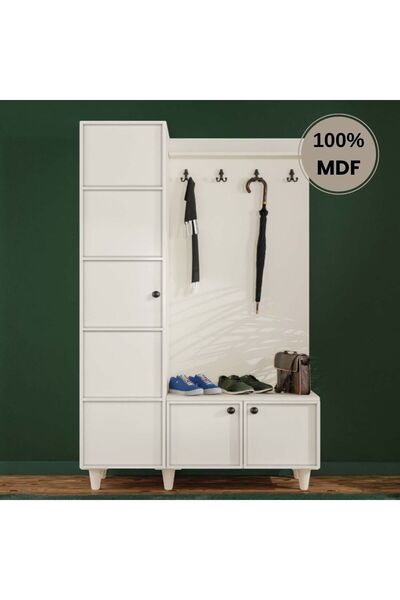 comiet Zambak Mdf Raflı Askılıklı Ayaklı tasarım Portmanto Ayakkabılık