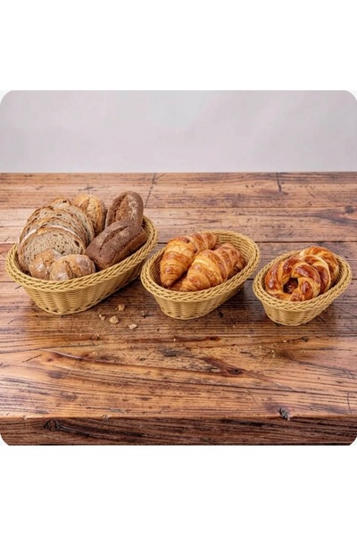 MİEN Rattan Oval Üçlü Sepet 31x22 - 28x18 - 24x16