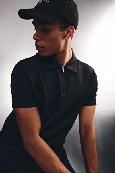 DeFacto Cotton Regular Fit Short Sleeve Polo Black T-Shirt G8082Ax26Sp