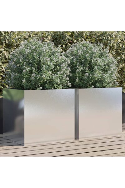 vidaxl Jardiniere, 2 buc., argintiu, 49x47x46 cm, otel inoxidabil