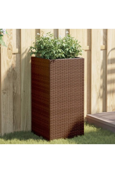 vidaxl Jardiniera de gradina, maro, 40x40x80 cm, poliratan