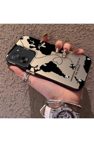PATTERNOVA Mi 13T/Mi 13T Pro Uyumlu Yüksek Kalite Dünya Haritalı Kılıf, Çizil...