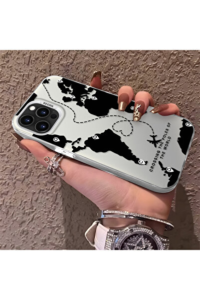 PATTERNOVA iPhone 15 Pro Uyumlu Yüksek Kalite Dünya Haritalı Kılıf, Çizilmeye...