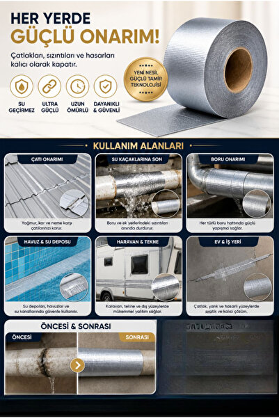 AYGÖREN HOME Tamir Bandı Su Geçirmez Çamur Bant 48 Mm* 5 Metre