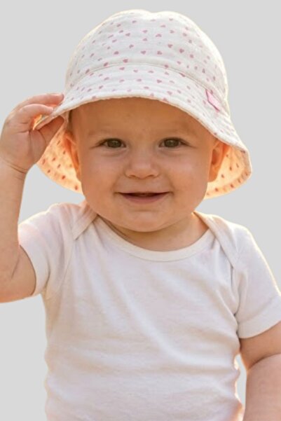 ww waka waka kids store Bebek ve Çocuk Kalp Desenli Bucket Güneş Şapkası