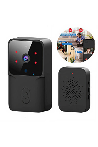 Smart Sonerie video wireless 1080P |   Control prin aplicație |   Viziune nocturnă HD |   WiFi 2.4GHz |   Negru
