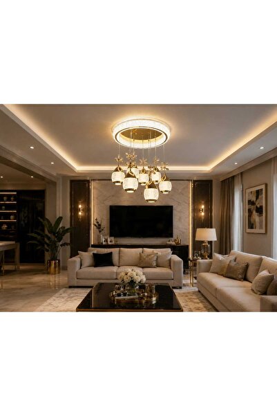 Ayavize aydınlatma 7 başlıklı kristal taşlı avize