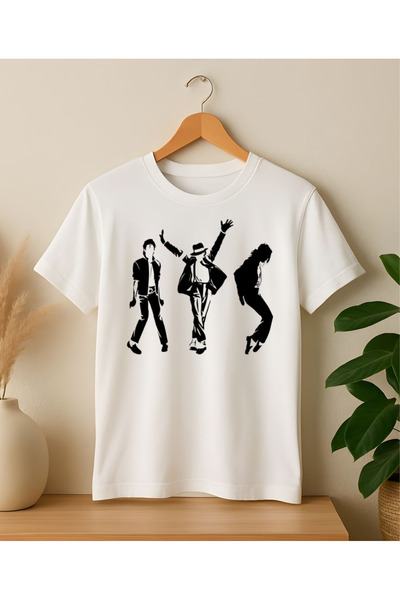Krays Michael Jackson İkonik Dans Figürleri Baskılı Beyaz-Siyah Oversize Unis...