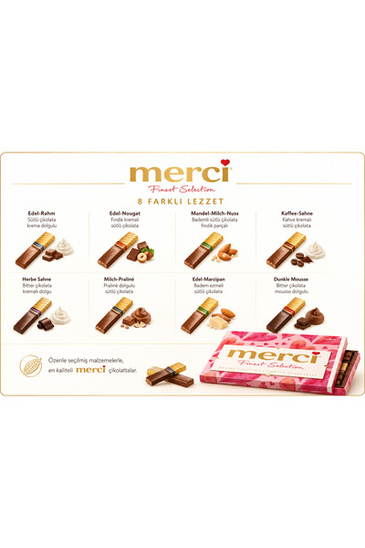 Storck Merci Finest Selection Kalp Desenli Karışık Çikolata Kutusu 250g – 8 F...