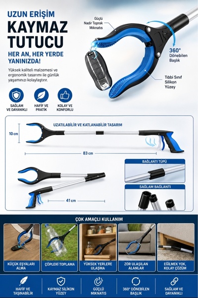 NEBİL HOME ÇÖP TOPLAMA APARATI MIKNATISLI 79CM – GÜÇLÜ KAVRAMA – UZUN ERİŞİM ...