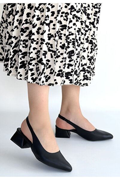 Erbilden Evia Black Leather Heeled Shoes