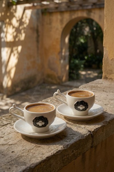 ACAR Diotima 2-Person Porcelain Coffee Cup Set White - 100 ml