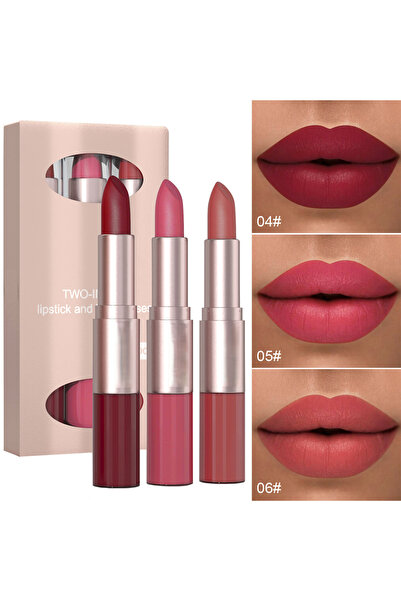 L&Wen 3 Pcs 2 in 1 Lipstick and Lip Gloss Set, Matte Velvet Double Headed Lip...